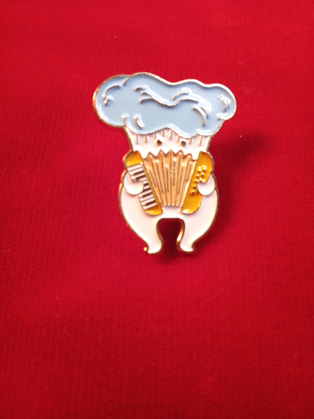 Chef Character Enamel Pin with Light Blue, White & Gold Accents